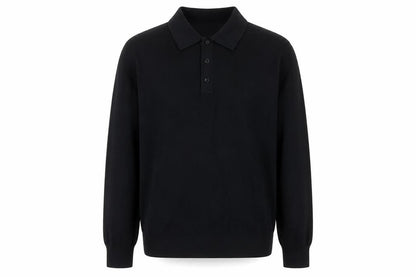 Marks & Spencer Mens Black Cotton Modal Long Sleeve Polo M