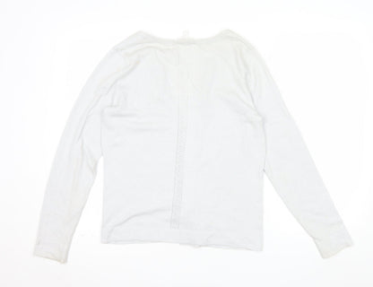 The White Company Women’s White Cotton Wool Cardigan Size 12