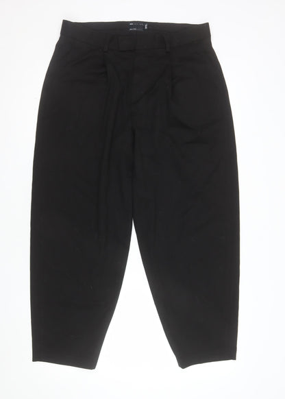 ASOS DESIGN Women's Black Pleated Trousers Size 14 Regular Fit