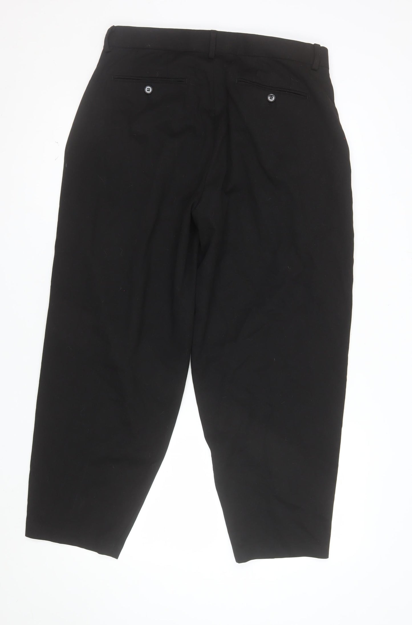 ASOS DESIGN Women's Black Pleated Trousers Size 14 Regular Fit