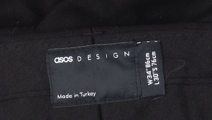 ASOS DESIGN Women's Black Pleated Trousers Size 14 Regular Fit