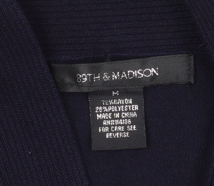 89th & Madison Women's Black Knit Open Cardigan M