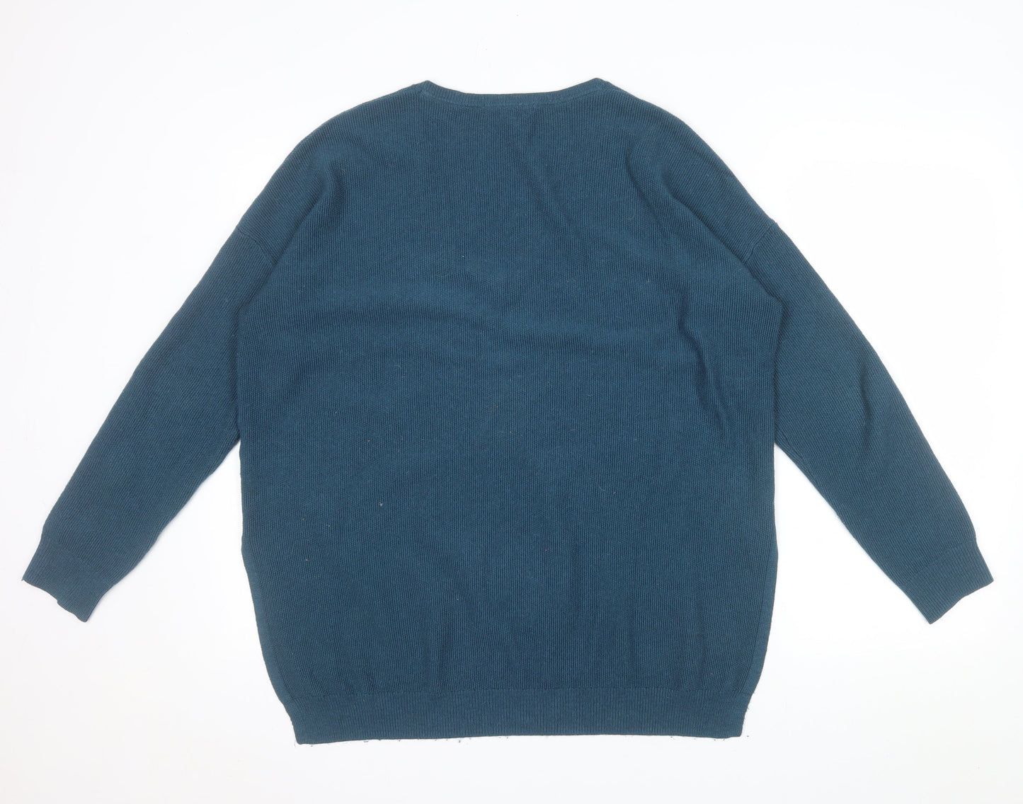 Boden Women Blue Wool Blend V-Neck Long Sleeve Pullover Jumper L