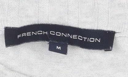 French Connection Womens Grey White Cotton Jumper M Bow Detail