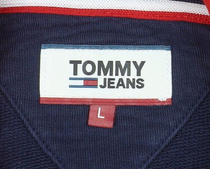 Tommy Jeans Men’s Blue Red Hoodie L Logo Pullover Sweatshirt