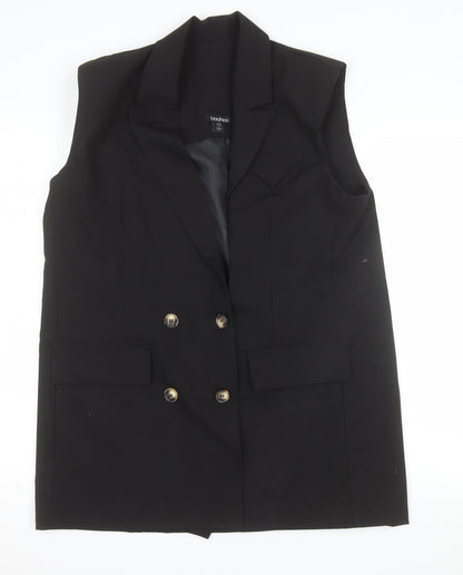 Boohoo Women's Black Size 12 Double Breasted Sleeveless Tuxedo Waistcoat