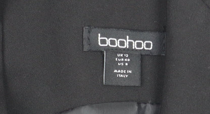 Boohoo Women's Black Size 12 Double Breasted Sleeveless Tuxedo Waistcoat
