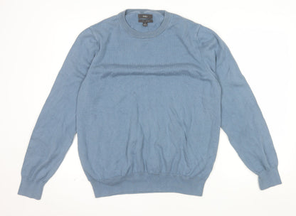 Marks and Spencer Men's Blue XL Cotton Crew Neck Jumper