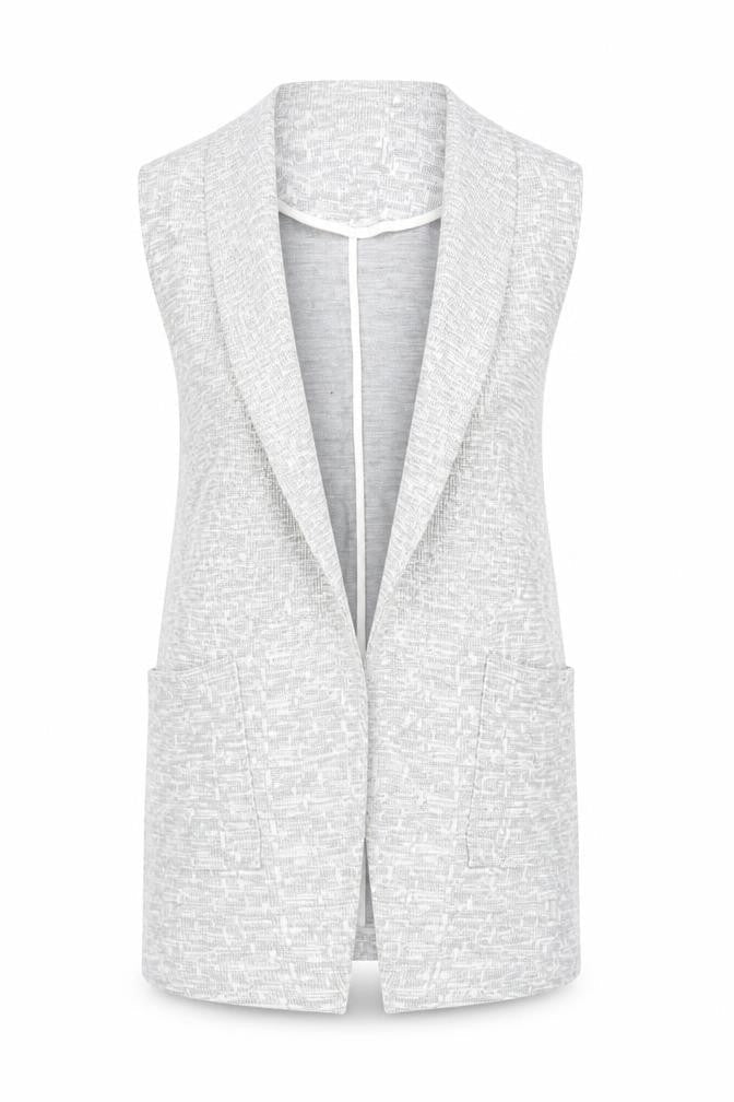 River Island Women Grey Sleeveless Waistcoat Size 10 Knit Open Front