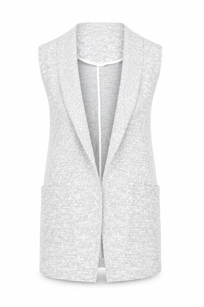 River Island Women Grey Sleeveless Waistcoat Size 10 Knit Open Front