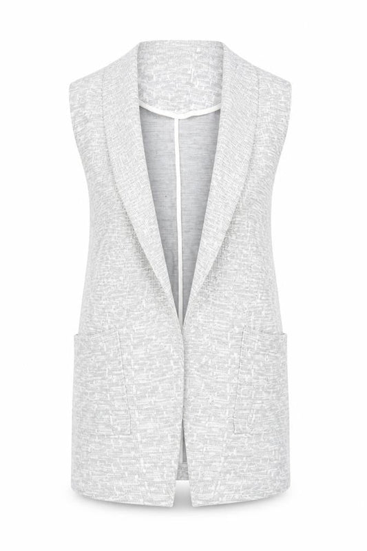 River Island Women Grey Sleeveless Waistcoat Size 10 Knit Open Front