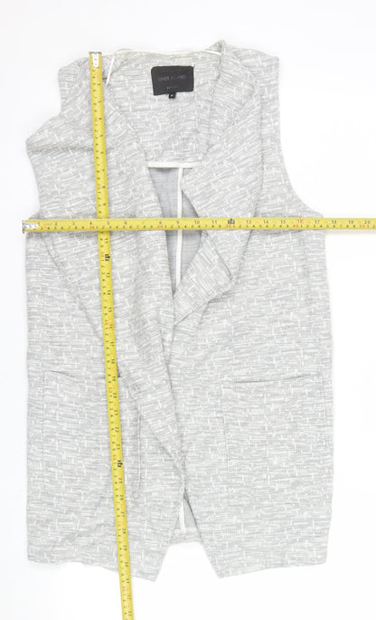 River Island Women Grey Sleeveless Waistcoat Size 10 Knit Open Front