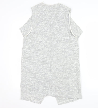 River Island Women Grey Sleeveless Waistcoat Size 10 Knit Open Front