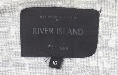 River Island Women Grey Sleeveless Waistcoat Size 10 Knit Open Front