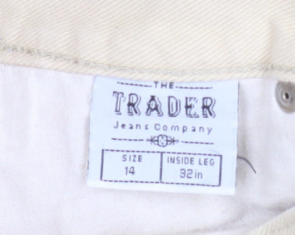 The Trader Jeans Company Women’s Beige Straight Leg Cotton Jeans Size 14
