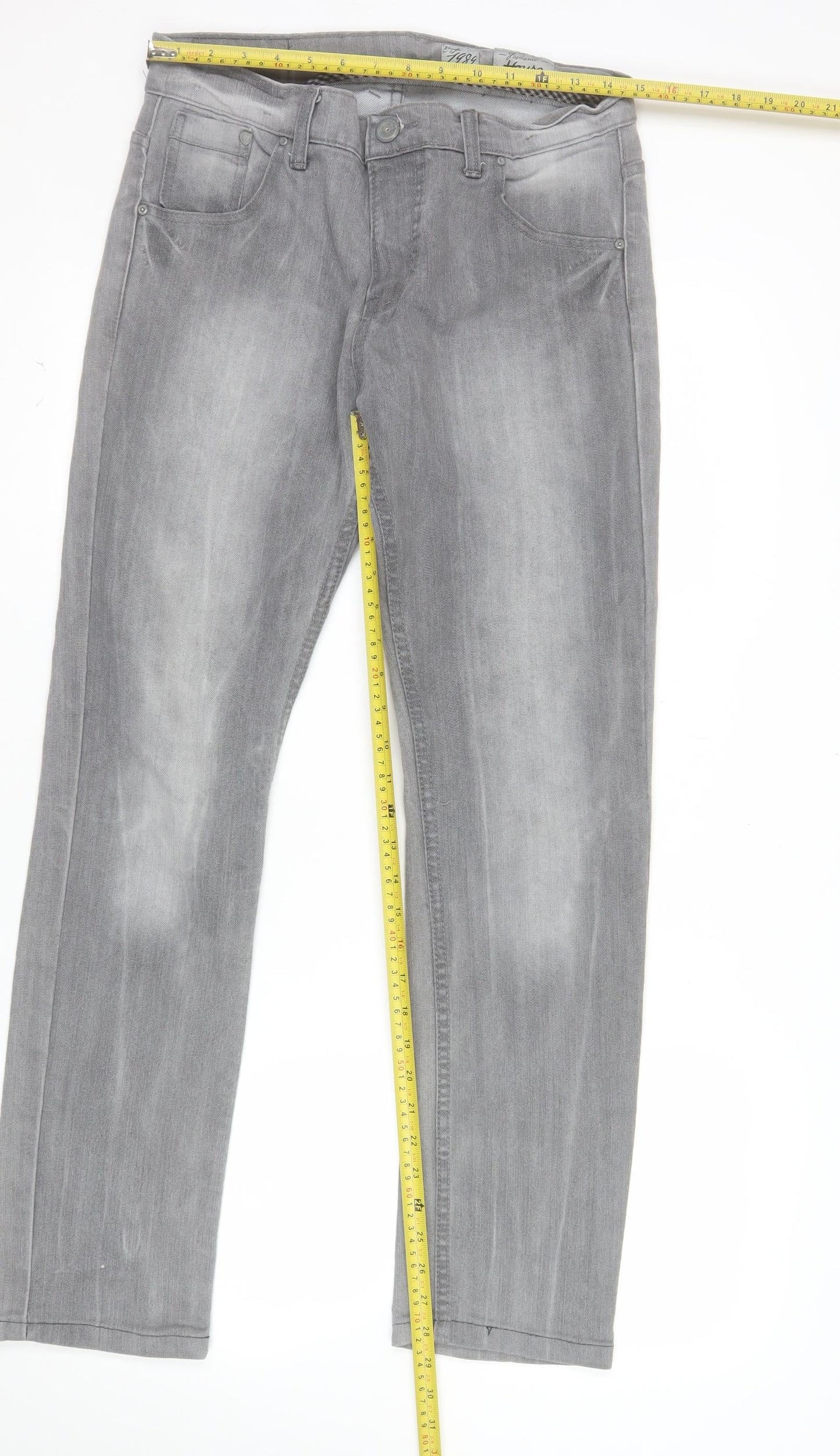 Fashioned House Women’s Grey Straight Leg Denim Jeans W30 L32
