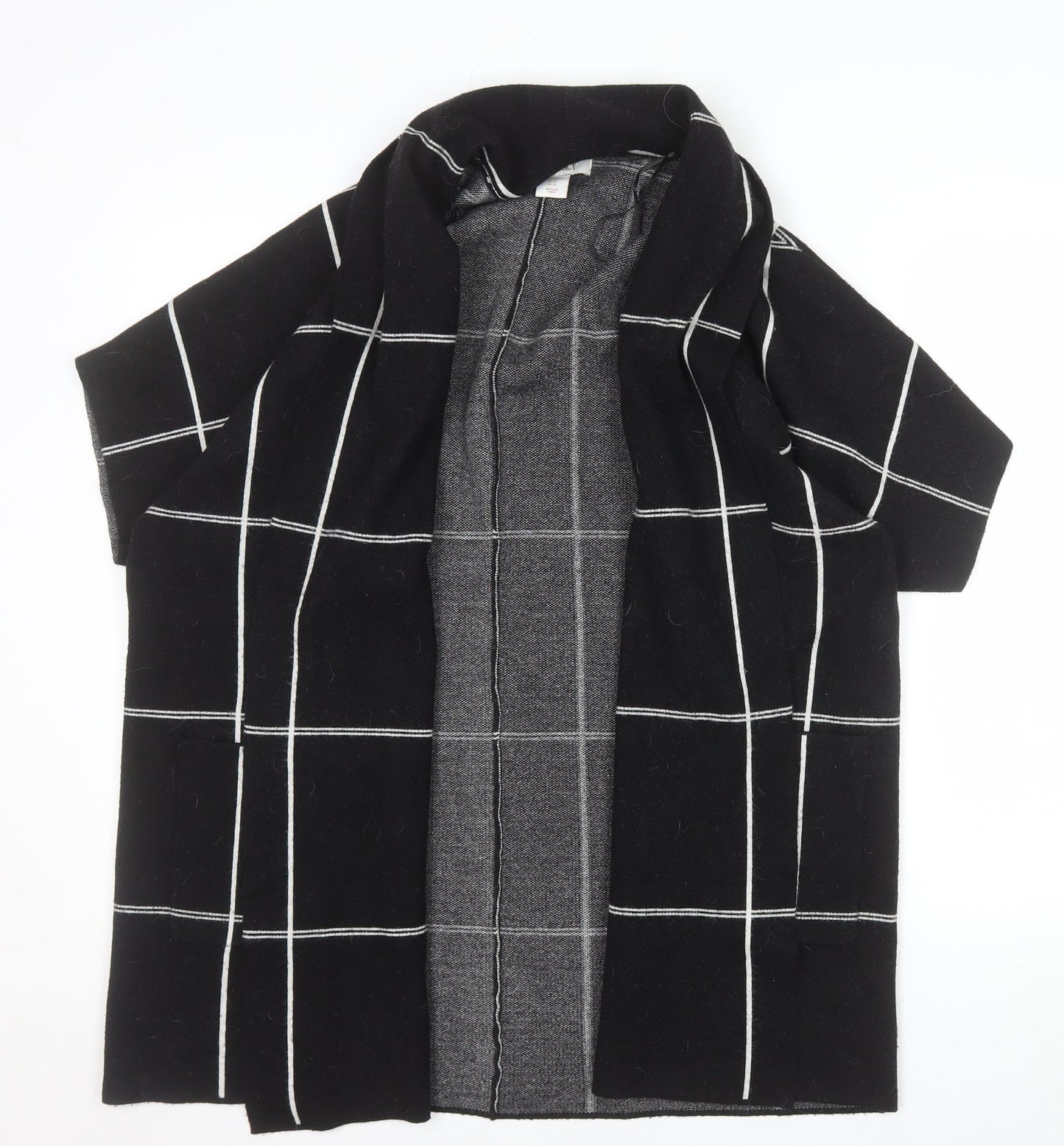 Ellen Tracy Women's Black Check Open Knit Cardigan XL