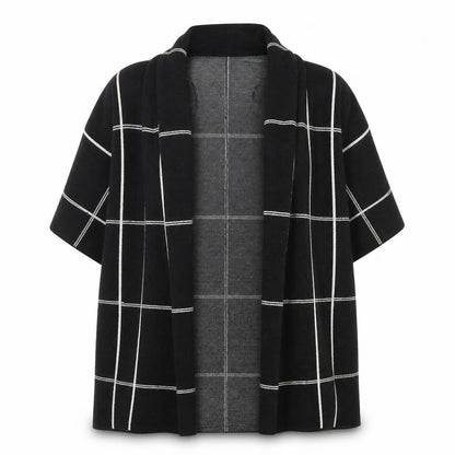 Ellen Tracy Women's Black Check Open Knit Cardigan XL