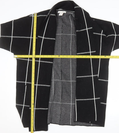 Ellen Tracy Women's Black Check Open Knit Cardigan XL
