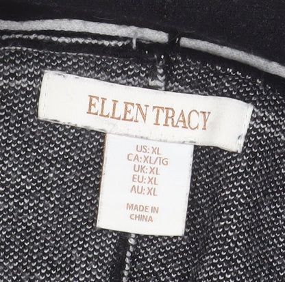 Ellen Tracy Women's Black Check Open Knit Cardigan XL