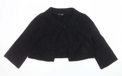 Next Womens Black Angora Blend Cropped Cardigan Size 14