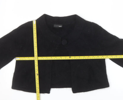 Next Womens Black Angora Blend Cropped Cardigan Size 14