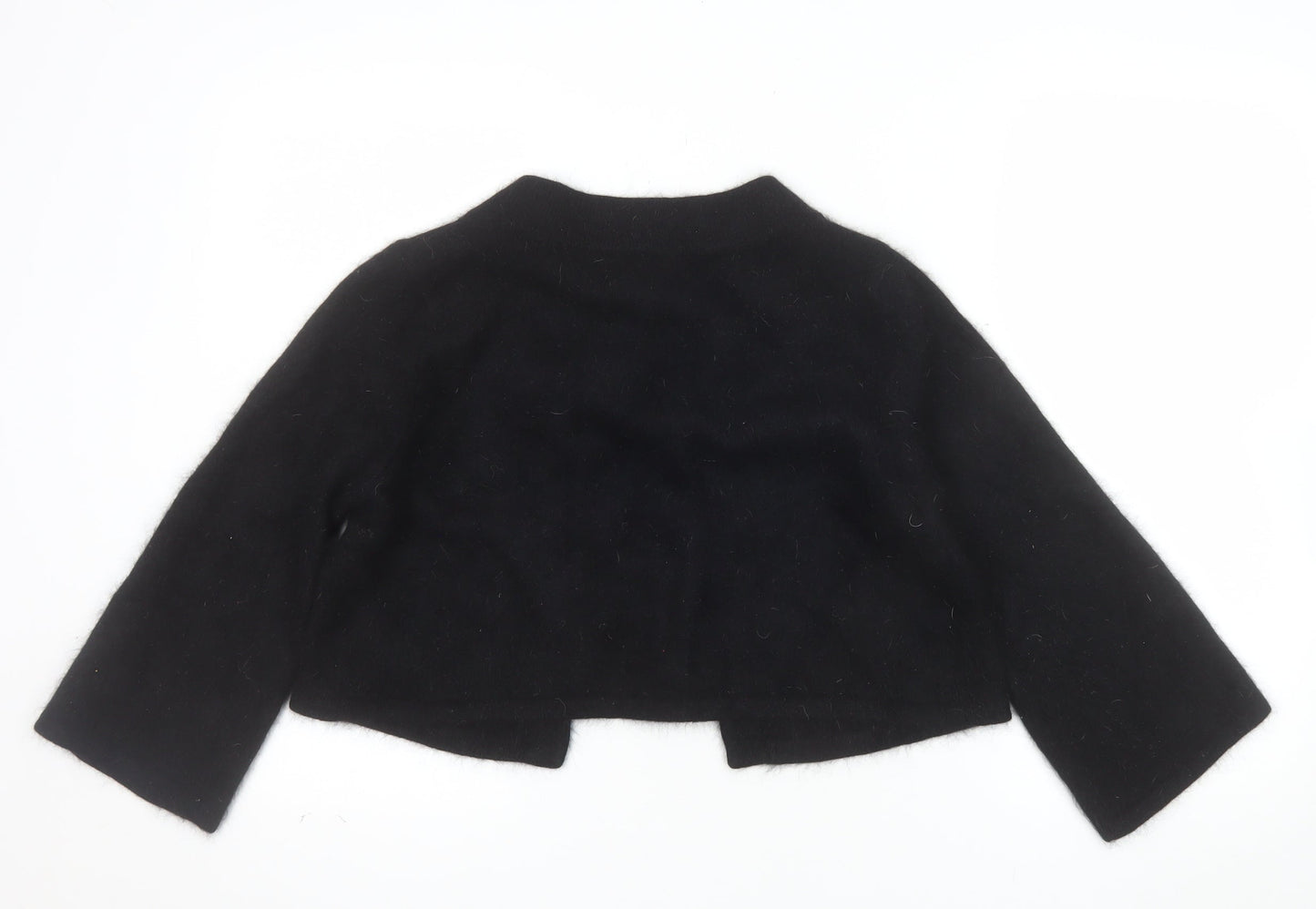 Next Womens Black Angora Blend Cropped Cardigan Size 14
