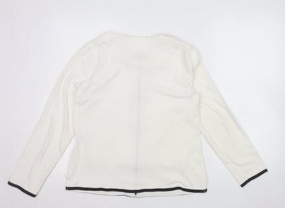 Privacy Women’s Ivory Zip Front Long Sleeve Jersey Blouse Size 14