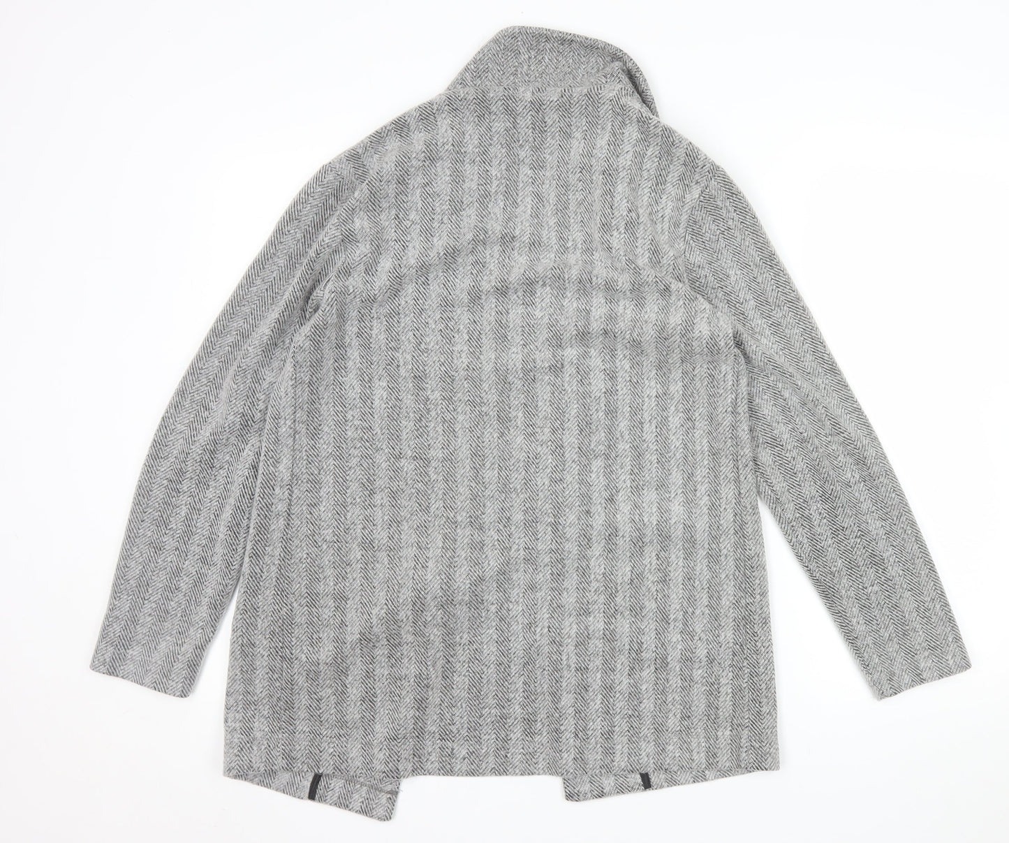 F&F Women Grey Herringbone Open Front Blazer UK 10 Long Sleeve