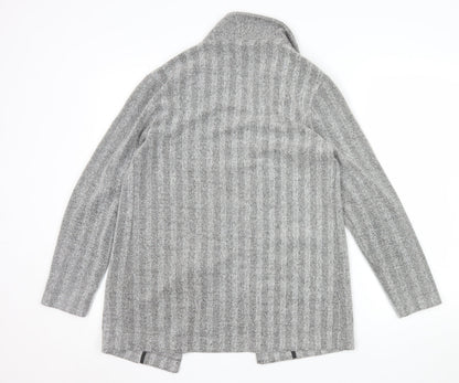 F&F Women Grey Herringbone Open Front Blazer UK 10 Long Sleeve