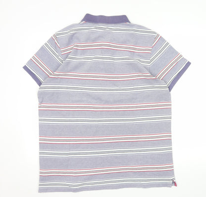 Ben Sherman Mens Grey Striped 2XL Cotton Polo Shirt