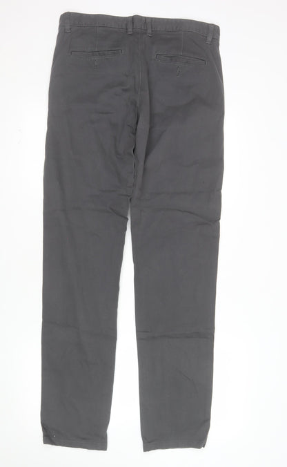 Denim Co Men's Grey Slim Fit Stretch Chino Trousers W32 L34