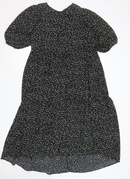 Brave Soul Women’s Black Floral A-Line Knee Length Dress Size L