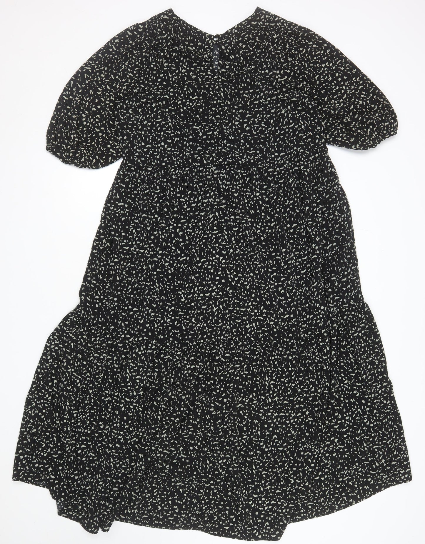 Brave Soul Women’s Black Floral A-Line Knee Length Dress Size L