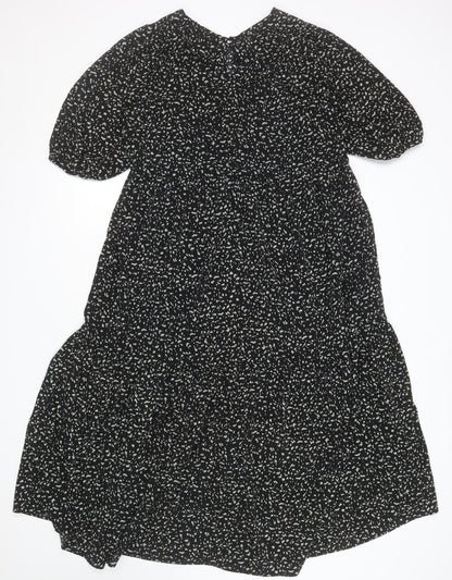Brave Soul Women’s Black Floral A-Line Knee Length Dress Size L