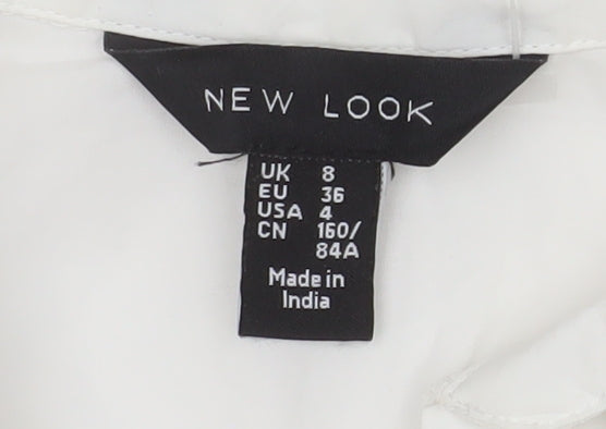 New Look Women's White Embroidered Floral Tunic Blouse UK 8