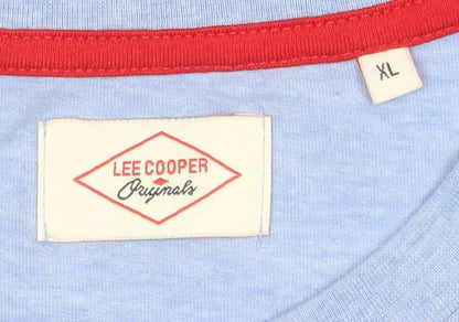 Lee Cooper Men's Blue XL Crew Neck Short Sleeve Cotton T-Shirt