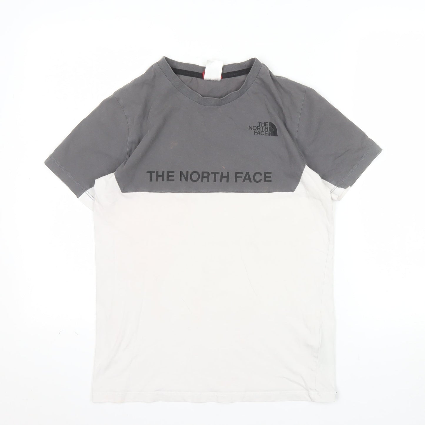 The North Face Boys Grey and White Colourblock XL T-Shirt Short Sleeve Casual