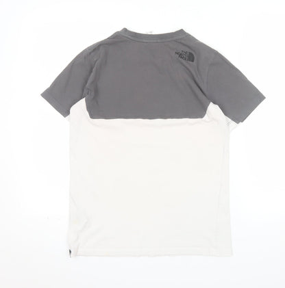 The North Face Boys Grey and White Colourblock XL T-Shirt Short Sleeve Casual