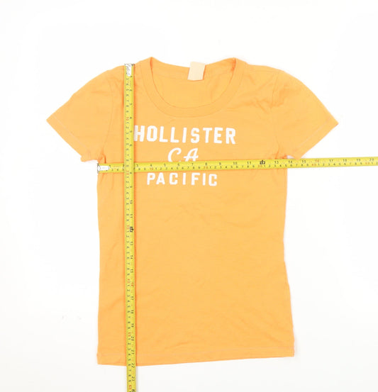 Hollister Women’s Orange XS Basic T-Shirt Slim Fit Casual