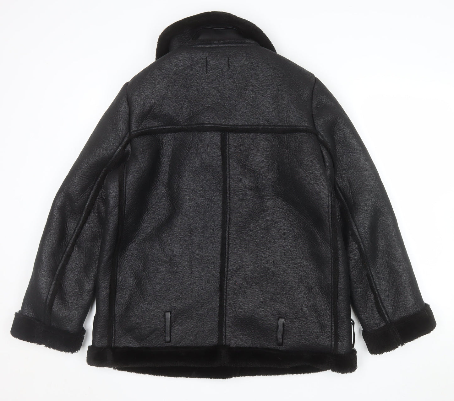 PrettyLittleThing Womens Black Faux Fur Lined Biker Jacket Size 8