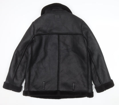 PrettyLittleThing Womens Black Faux Fur Lined Biker Jacket Size 8