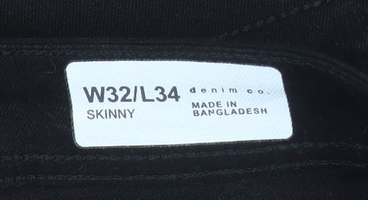 Denim Co. Women's Black Skinny Stretch Jeans Size 12 L34