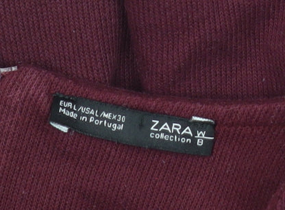 Zara Women Red Long Sleeve Bodycon Knit Dress L