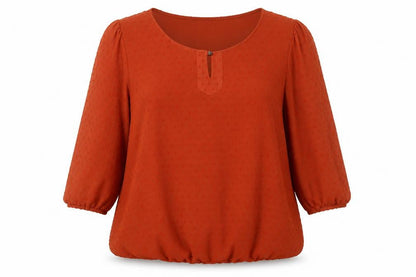 Soon Women's Orange Chiffon Tunic Blouse Size 16 3/4 Sleeve