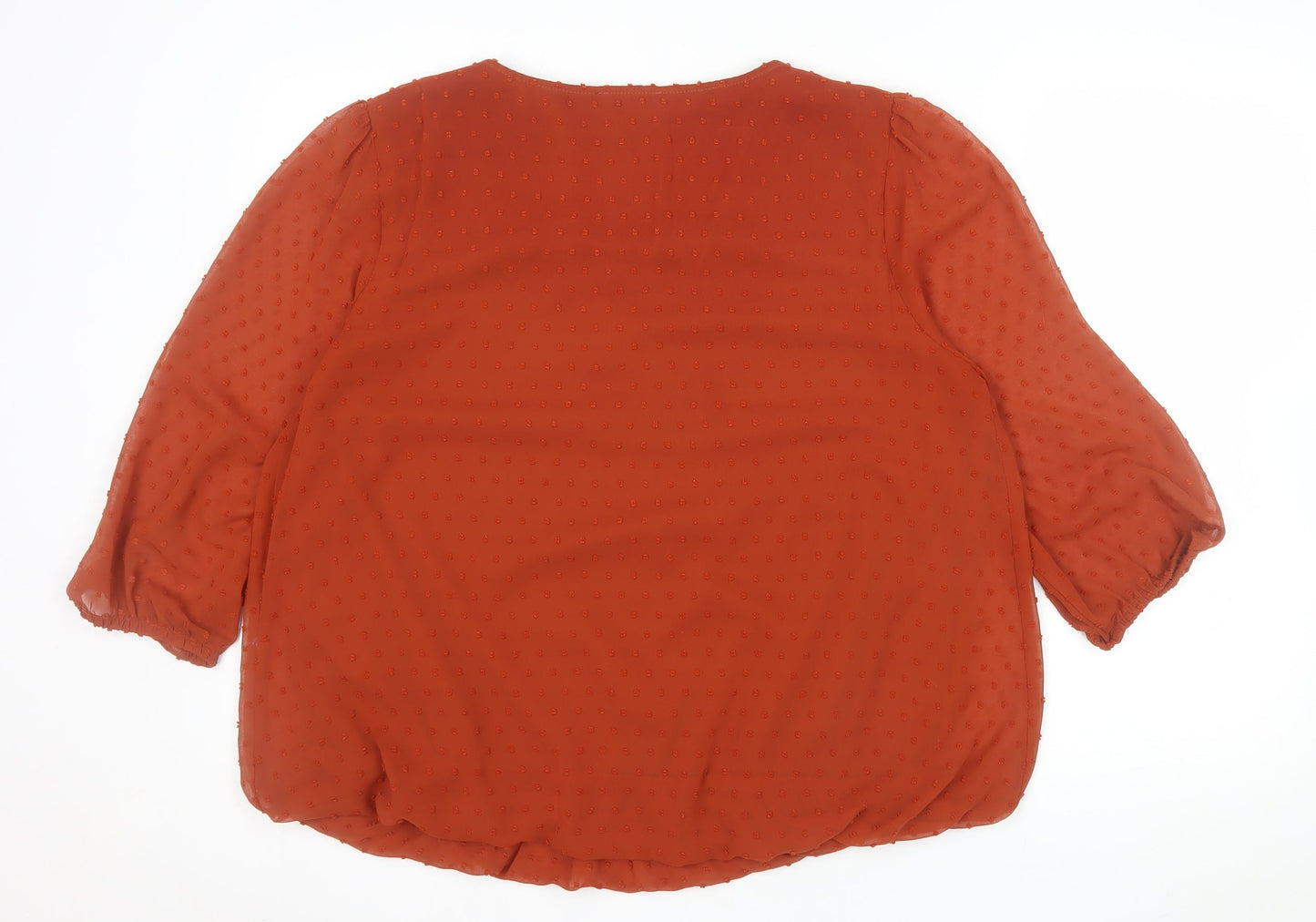 Soon Women's Orange Chiffon Tunic Blouse Size 16 3/4 Sleeve