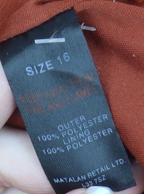 Soon Women's Orange Chiffon Tunic Blouse Size 16 3/4 Sleeve