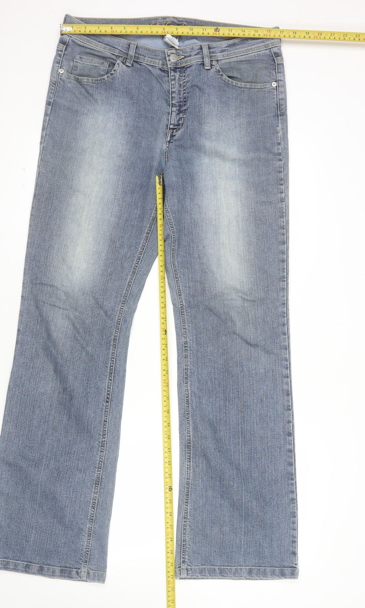 One Touch Women’s Blue Straight Leg Mid Rise Jeans Size 18