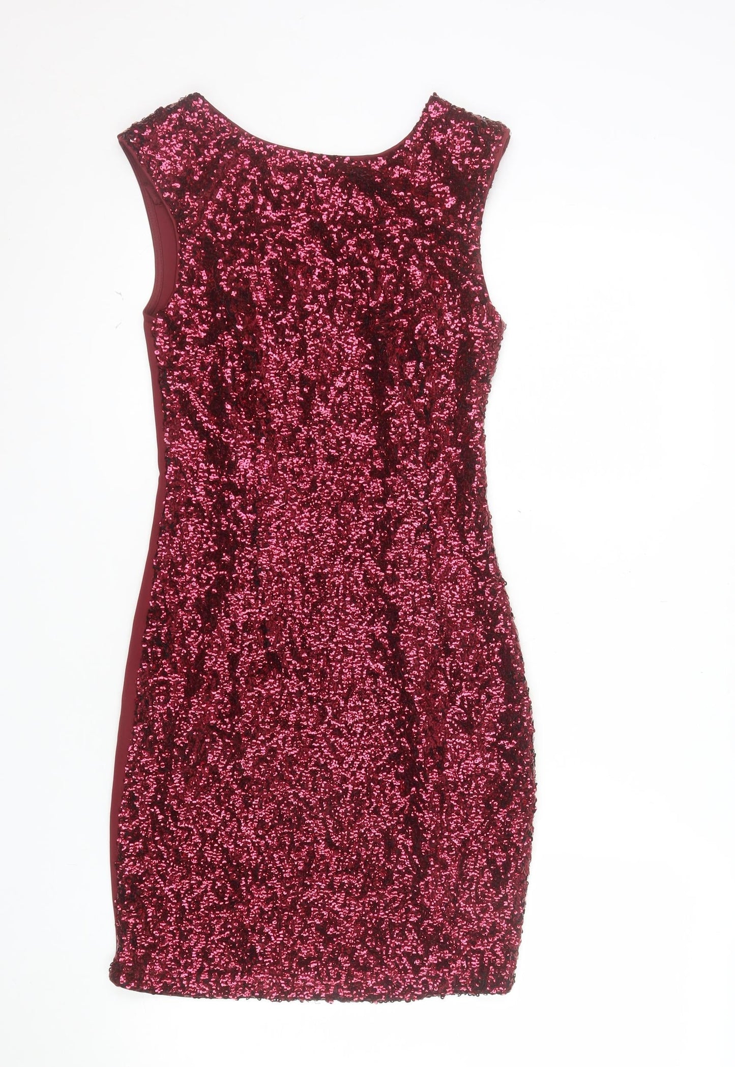 New Look Women Red Sequin Bodycon Sleeveless Dress Size 10