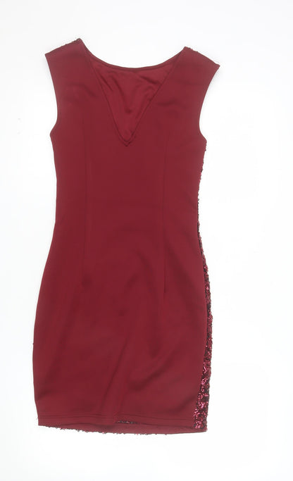 New Look Women Red Sequin Bodycon Sleeveless Dress Size 10